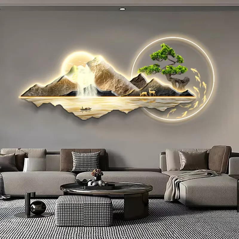 抽象 单幅 装饰画 现代简约 客厅背景墙挂画 LED带灯画