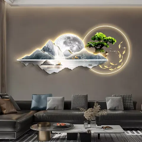 抽象 单幅 装饰画 现代简约 客厅背景墙挂画 LED带灯画
