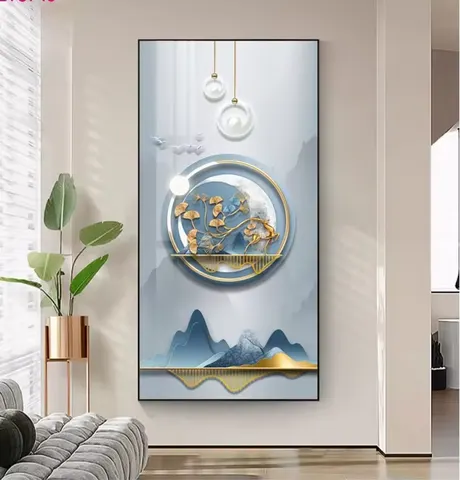锦鲤 单幅 装饰画 现代简约 客厅背景墙挂画 LED带灯画