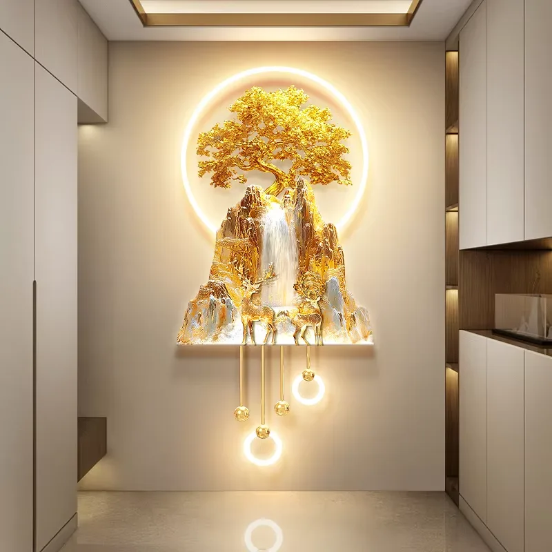 The Golden Mountains Art Home Decor Painting Corridor Background Wall 3D Effect Acrylic LED Paintings