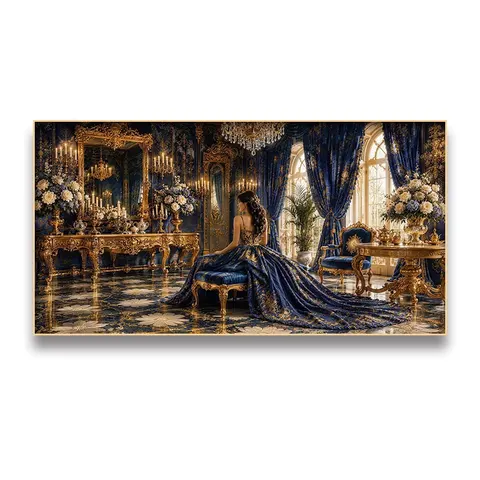 The Lady in the Green Gown  Rhinestone and Crystal Banner Decorative Painting