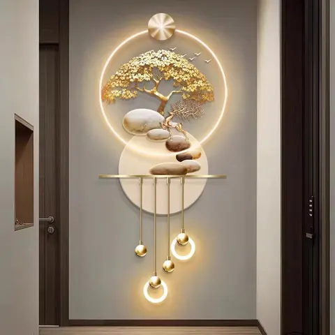 植物 单幅 装饰画 现代简约 客厅背景墙挂画 LED带灯画