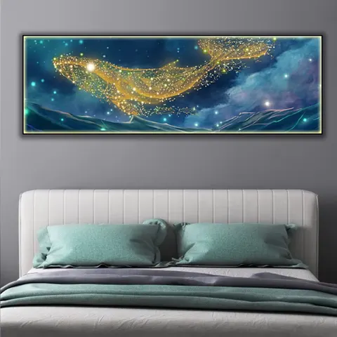 抽象 单幅 装饰画 现代简约 卧室背景墙挂画 LED带灯画