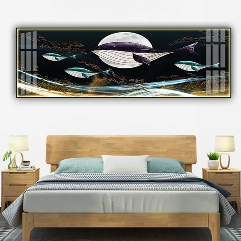 抽象 单幅 装饰画 现代简约 卧室背景墙挂画 LED带灯画