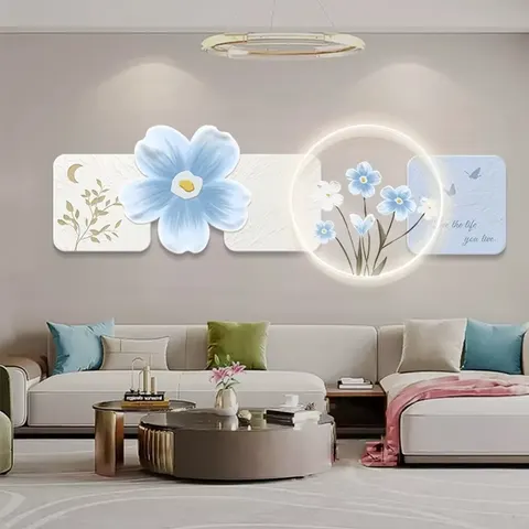 The Latest Fashion Cream Decorative Painting Acrylic Crystal Porcelain Wall Art LED Light Painting Home Decoration