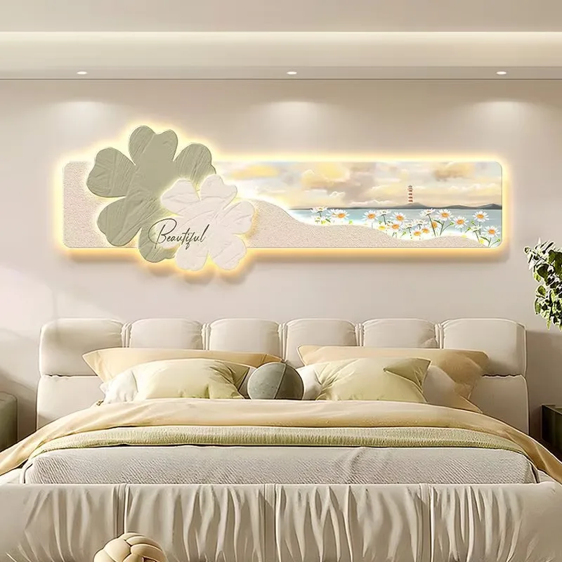 The Latest Popular Creative High Quality Flowers Crystal Porcelain Painting Wall Art LED Light Painting Home Decoration