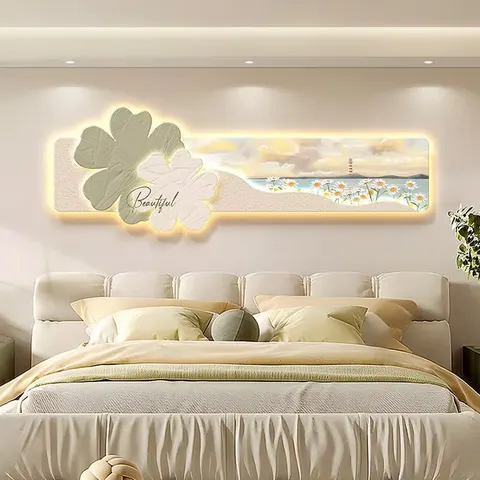 The Latest Popular Creative High Quality Flowers Crystal Porcelain Painting Wall Art LED Light Painting Home Decoration