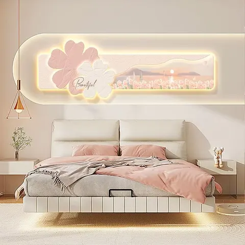 The Latest Popular Creative High Quality Flowers Crystal Porcelain Painting Wall Art LED Light Painting Home Decoration