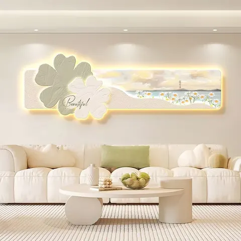 The Latest Popular Creative High Quality Flowers Crystal Porcelain Painting Wall Art LED Light Painting Home Decoration