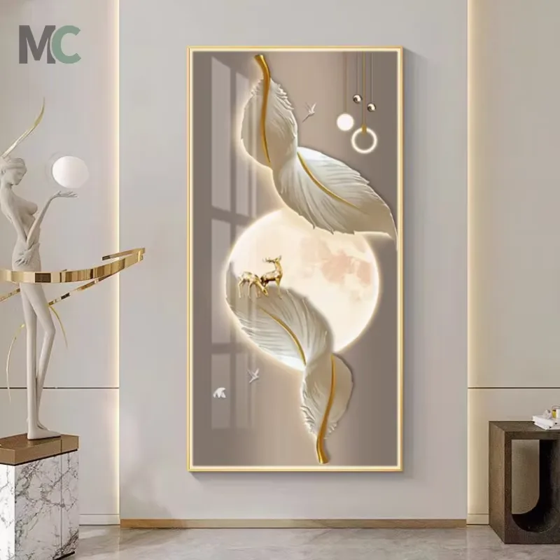 羽毛 单幅 装饰画 现代简约 卧室背景墙挂画