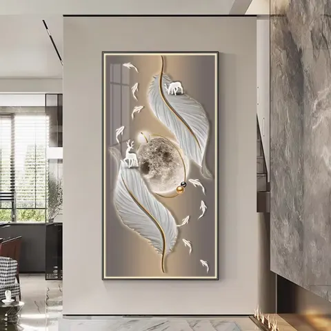 羽毛 单幅 装饰画 现代简约 卧室背景墙挂画