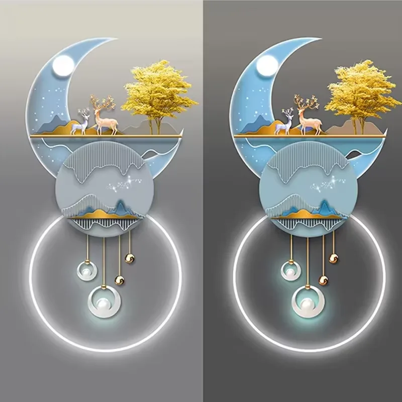 The Latest Popular Porch Decorative Painting Deer Living Room Hanging Painting Corridor Mural Corridor with LED Light Painting