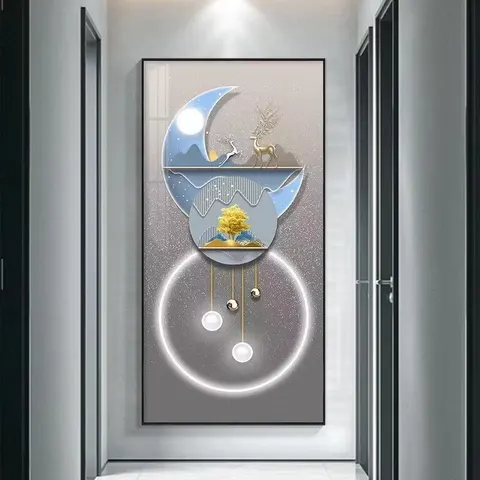 The Latest Popular Porch Decorative Painting Deer Living Room Hanging Painting Corridor Mural Corridor with LED Light Painting