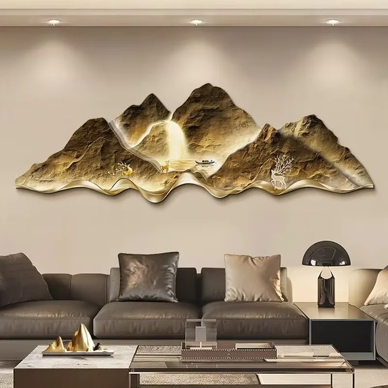 The New Product Is Backed by a Mountain Essence Carving Acrylic Crystal Porcelain Wall Art LED Light Painting Home Decoration