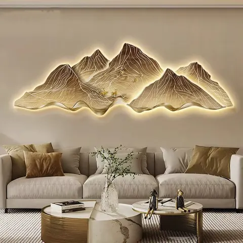The New Product Is Backed by a Mountain Essence Carving Acrylic Crystal Porcelain Wall Art LED Light Painting Home Decoration