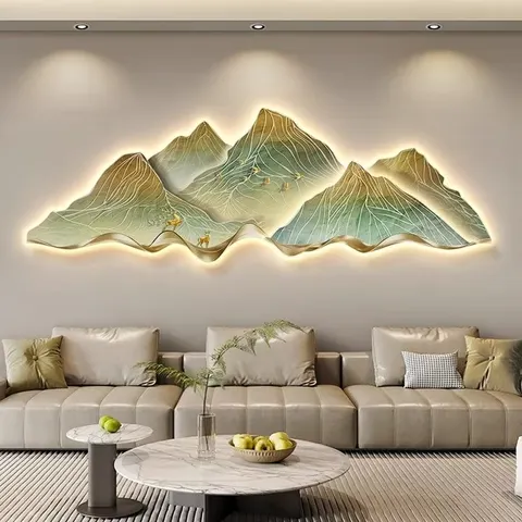 The New Product Is Backed by a Mountain Essence Carving Acrylic Crystal Porcelain Wall Art LED Light Painting Home Decoration