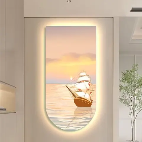 日月星辰 单幅 装饰画 现代简约 客厅背景墙挂画 LED带灯画