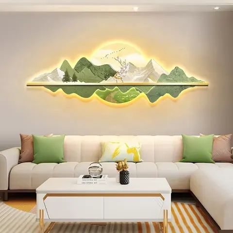 山水 单幅 装饰画 轻奢风 客厅背景墙挂画 精雕画