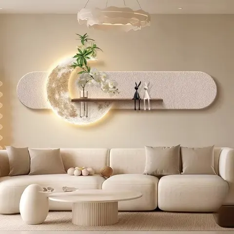 Three-dimensional LED Light Sandstone Decorative Painting with Hydroponic Green Plants - Hanging Painting for Living Room and Be