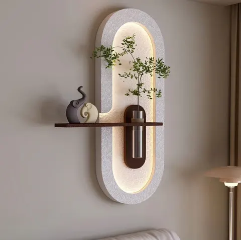 Three-dimensional LED Wall Surface Mural Painting Creamy Style Hydroponics Green Plants Sandstone Art Home Decor Painting