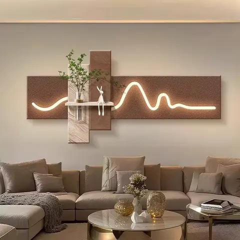 Three-dimensional Living Room Art Decor Painting Hydroponic Green Plants Sofa Background Wall Horizontal Sandstone Led Painting