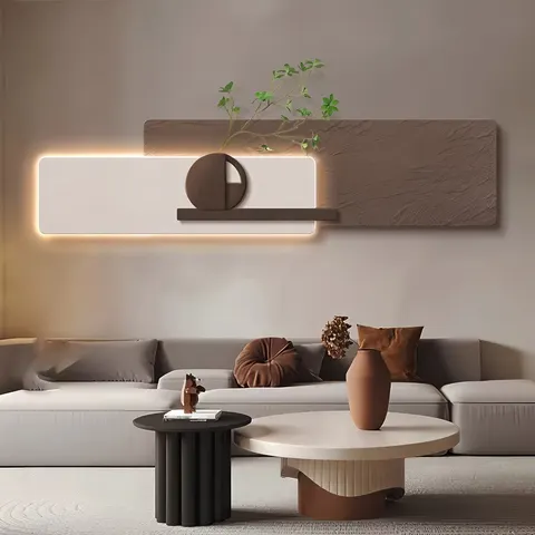Three-dimensional Sandstone Living Room Art Home Decor Painting Sofa Background Wall with LED Light-emitting Mural