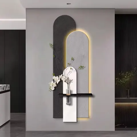 Three Layers Sandstone Art Home Furnishings Decor Painting Living Room Corridor Background Wall Hydroponic Plants Wall Paintings