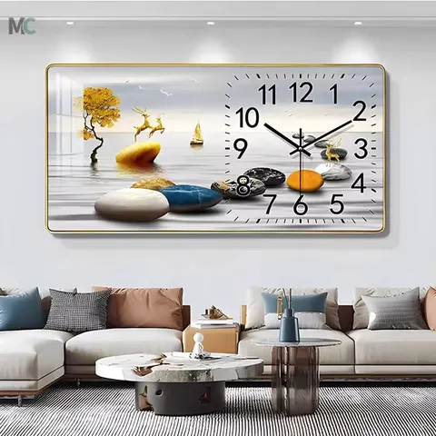 Top Fashion Modern Painting Calendar Wall Clock Mural Restaurant Wall Art Home Decor Paintings with Clock