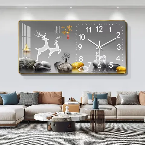 Top Fashion Modern Painting Calendar Wall Clock Mural Restaurant Wall Art Home Decor Paintings with Clock