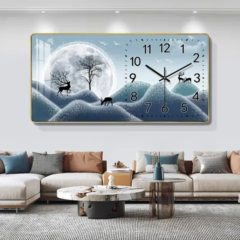 Top Fashion Modern Painting Calendar Wall Clock Mural Restaurant Wall Art Home Decor Paintings with Clock