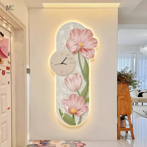 Tulip Nine Fish Picture Porch Wall Decor Painting Living Room Corridor Sofa Background Wall Led Crystal Porcelain Painting