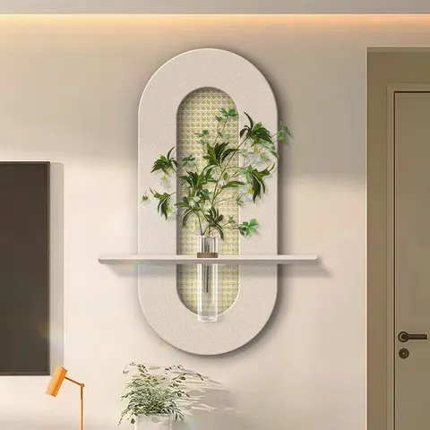 TV Background Wall Hydroponics Green Plants Home Decor Painting Double-layer Combination Sandstone Wall Surface Mural Painting