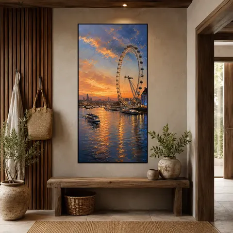 Urban Landmark Wall Art Riverside City Canvas Elegant Street Scene Art Art Decorative Painting Entryway Wall Picture
