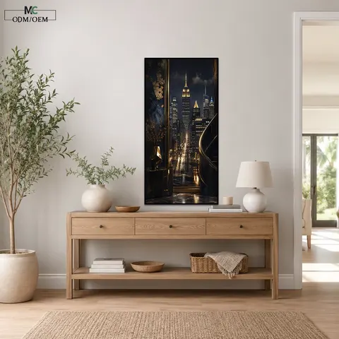 Urban Landscape Decor Painting Living Room Background Wall Porcelain Paintings Vertical Entryway Art Painting