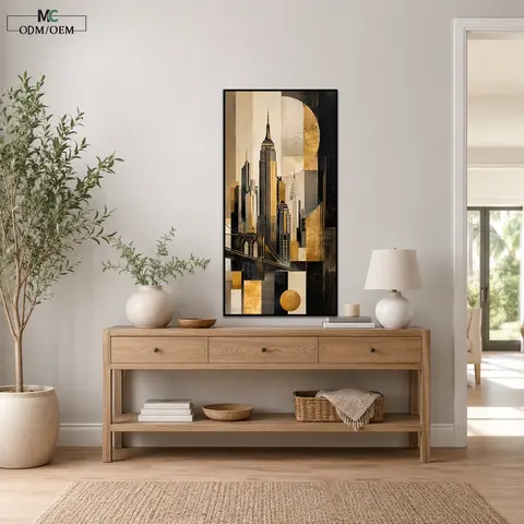 Urban Landscape Decor Painting Living Room Background Wall Porcelain Paintings Vertical Entryway Art Painting