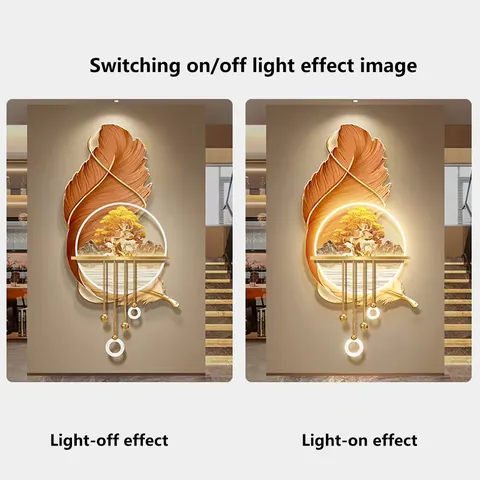 UV Engraving  Acrylic LED Painting Corridor Background Wall Feathers Art Home Decor Painting Metal Pendant Wall Mural