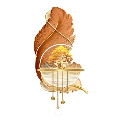 UV Engraving  Acrylic LED Painting Corridor Background Wall Feathers Art Home Decor Painting Metal Pendant Wall Mural