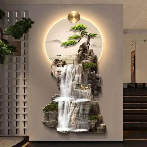 UV Engraving Crystal Porcelain Art Home Decor Painting Living Room Corridor Background Wall LED Decor Painting