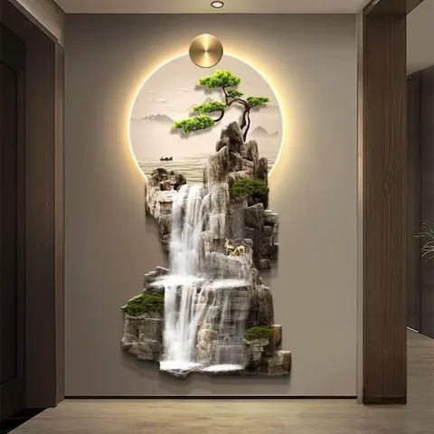 UV Engraving Crystal Porcelain Art Home Decor Painting Living Room Corridor Background Wall LED Decor Painting