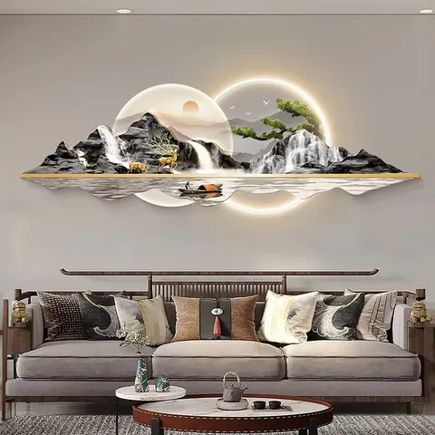 UV Engraving Elk Landscape Art Home Decor Painting Sofa Background Wall Acrylic LED Painting