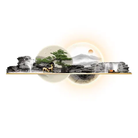 山水 单幅 装饰画 现代简约 客厅背景墙挂画 LED带灯画