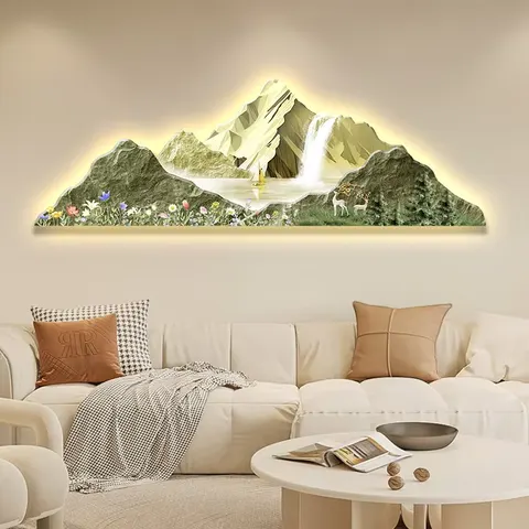 山水 单幅 装饰画 现代简约 客厅背景墙挂画 精雕画
