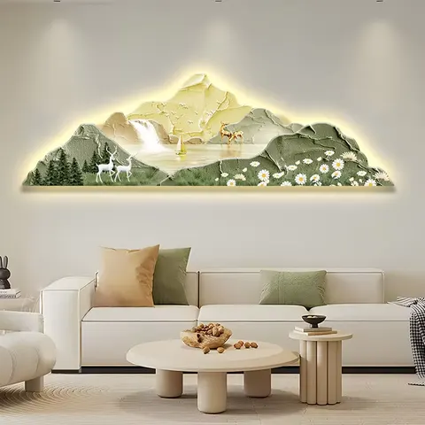 山水 单幅 装饰画 现代简约 客厅背景墙挂画 精雕画