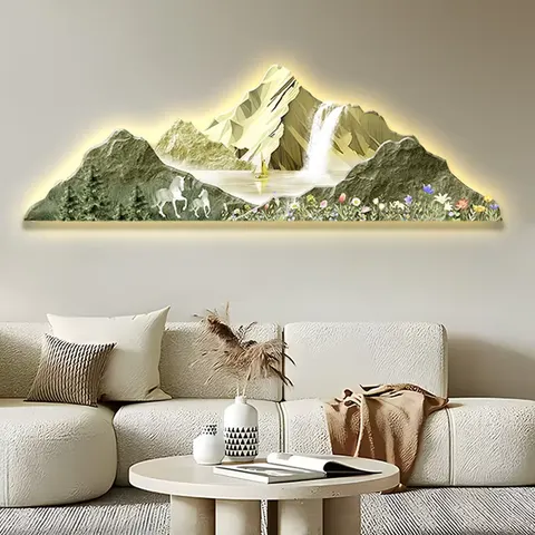 山水 单幅 装饰画 现代简约 客厅背景墙挂画 精雕画