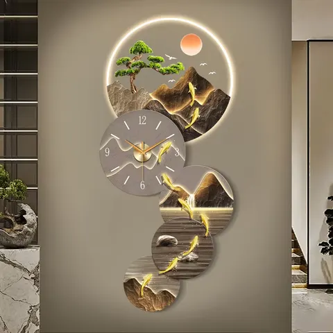锦鲤 单幅 装饰画 现代简约 玄关背景墙挂画 LED带灯画