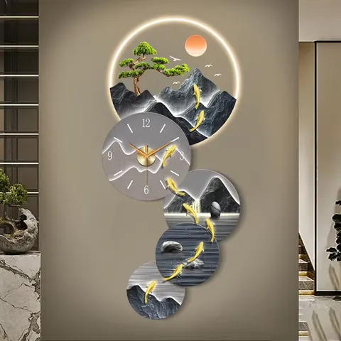 锦鲤 单幅 装饰画 现代简约 玄关背景墙挂画 LED带灯画