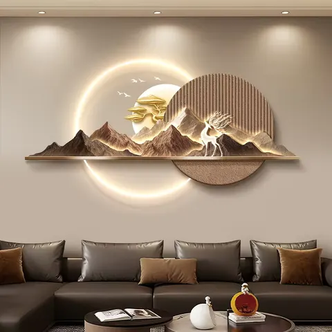 UV Engraving Scenery and Mountains Art Home Decor Painting Sofa Background Wall Acrylic LED Painting