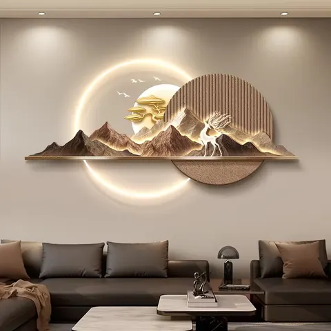 UV Engraving Scenery and Mountains Art Home Decor Painting Sofa Background Wall Acrylic LED Painting