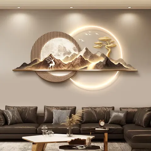 UV Engraving Scenery and Mountains Art Home Decor Painting Sofa Background Wall Acrylic LED Painting