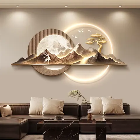UV Engraving Scenery and Mountains Art Home Decor Painting Sofa Background Wall Acrylic LED Painting